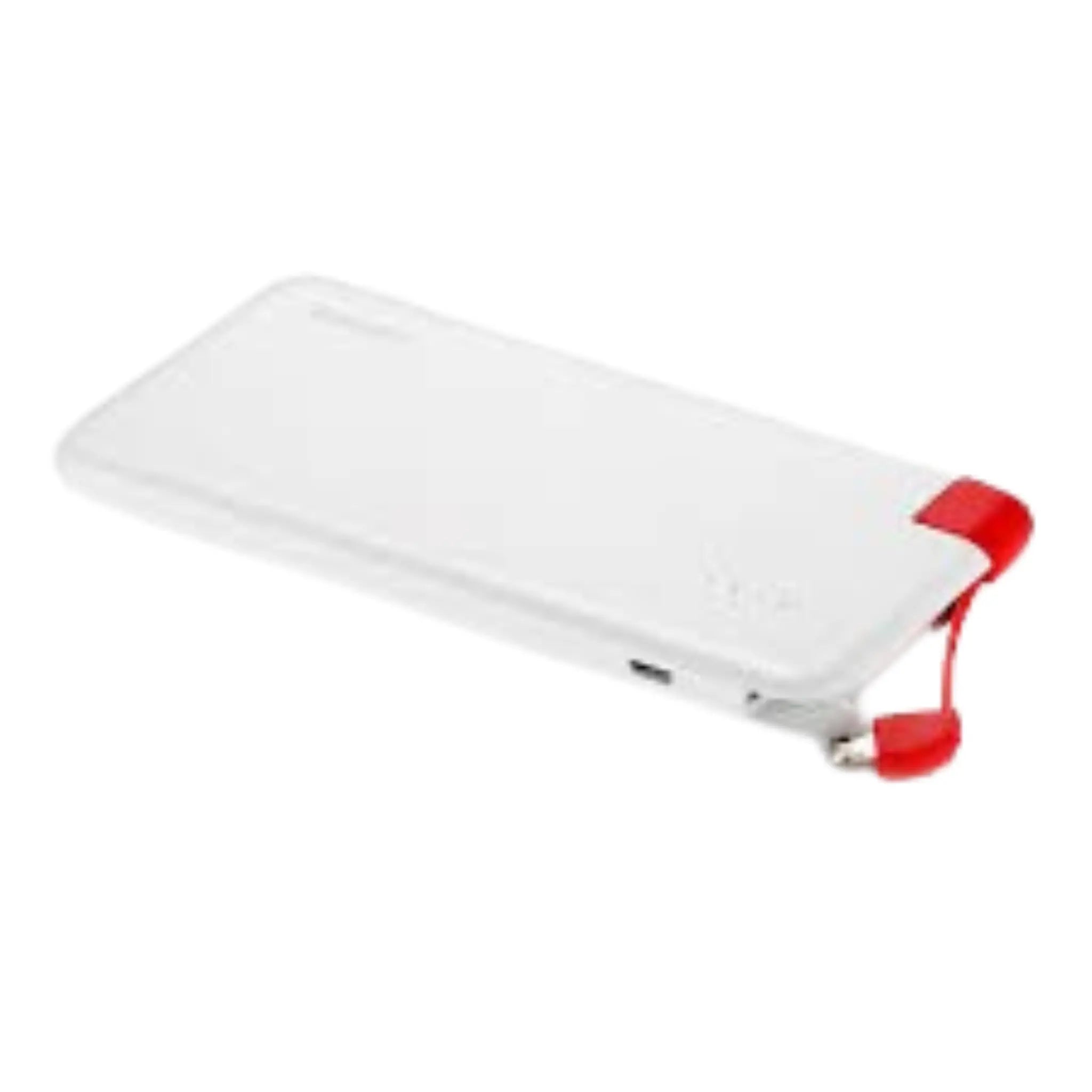 Slim Power Bank with Built-in Cable - White