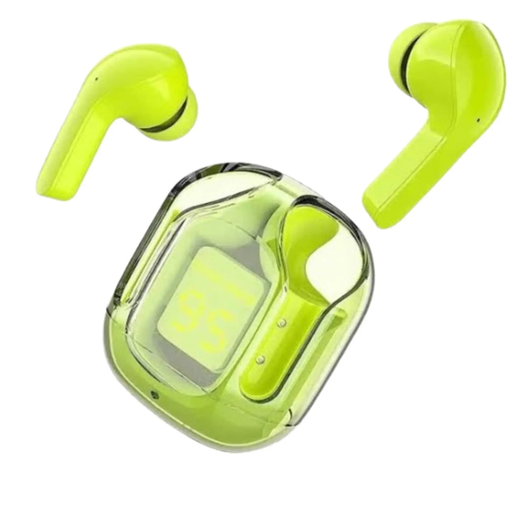 TWS Earbuds Neon Green Transparent Edition with LED Display