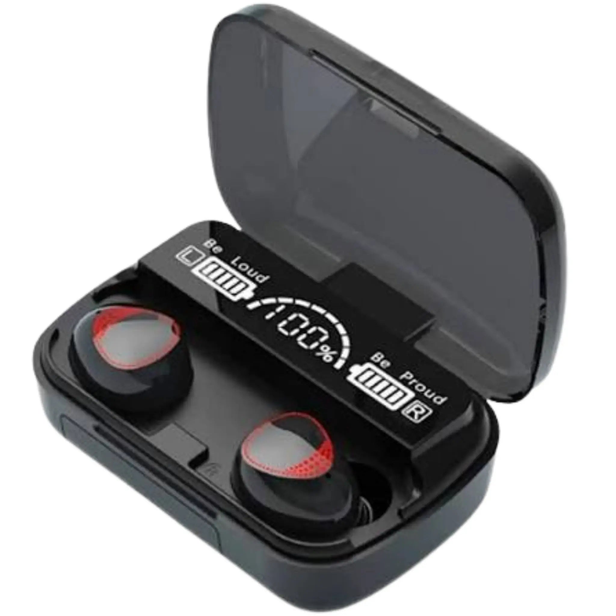 Be Loud Be Proud TWS Earbuds Black with LED Battery Display